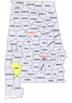 Clarke County, Alabama map