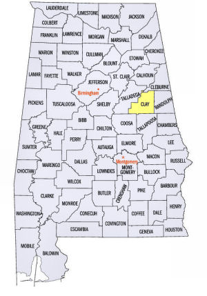 Clay County, Alabama map