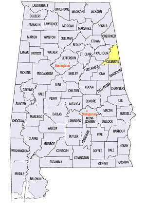 Cleburne County, Alabama map