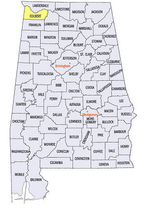 Colbert County, Alabama map