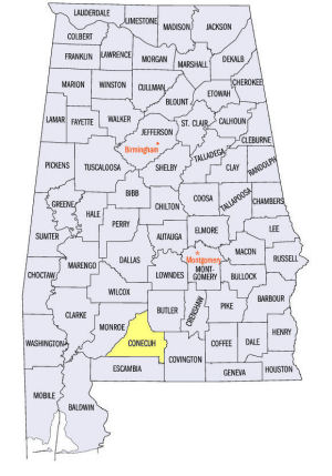 Conecuh County, Alabama map