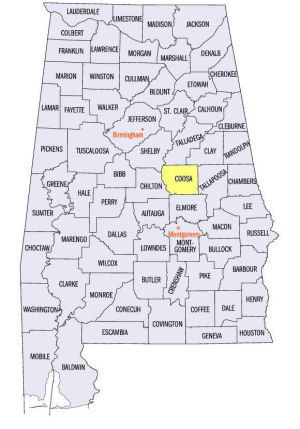 Coosa County, Alabama map