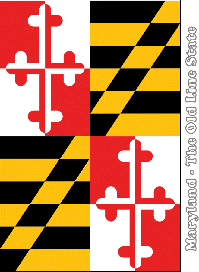 Large, Vertical, Printable Maryland State Flag, from NETSTATE.COM