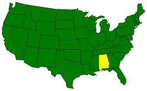 U.S. Map highlighting Alabama