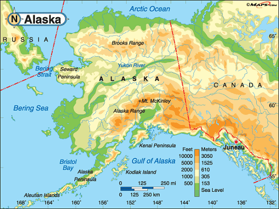 Elevation Map Of Alaska Alaska Base and Elevation Maps