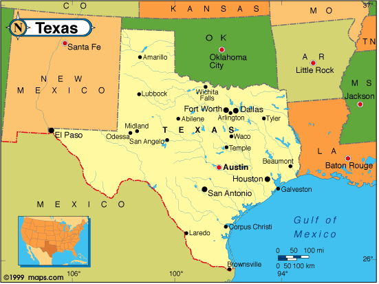 Map Of Texas And Surrounding States Texas Base and Elevation Maps