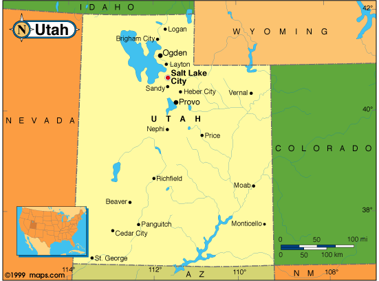 Map Of Utah And Surrounding States Utah Base and Elevation Maps
