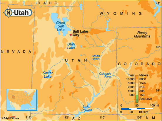 Elevation Map Of Utah Utah Base and Elevation Maps