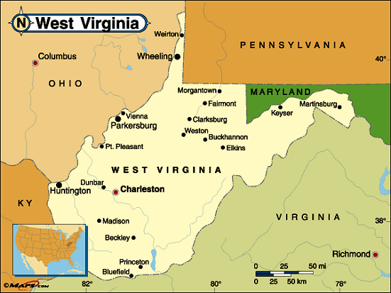 map of west virginia and ohio West Virginia Base And Elevation Maps map of west virginia and ohio