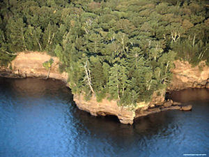 Eroded cliffs on the shoreline of one of the Apostle Islands