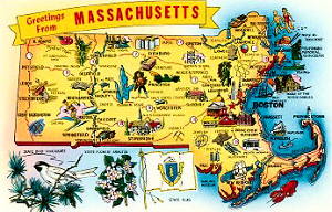 Massachusetts Map Magnet