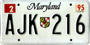 Maryland License Plate