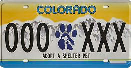 Colorado adopt a shelter pet license plate